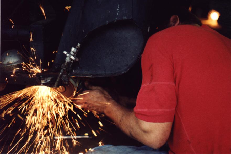 grinding in progress on the front chassis of the 541