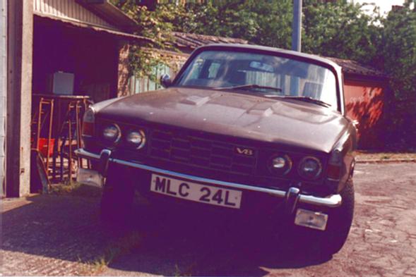 my Rover P6B outside the garages